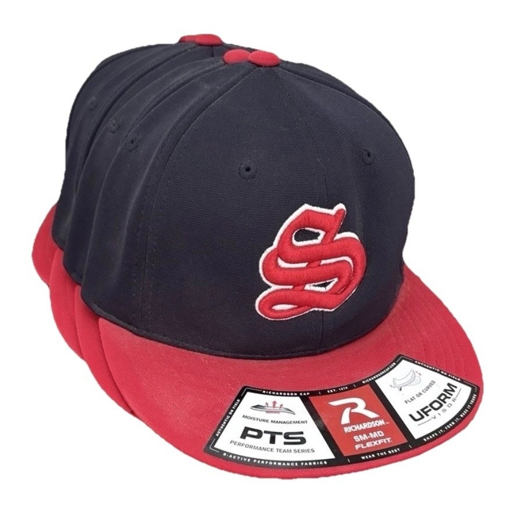 Bulk Lot 5 Richardson PTS20 Flexfit Team Baseball Hats S/M Navy Red "S" Logo